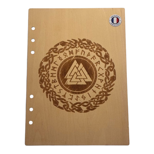 Couverture cahier  A5 valknut graver au laser rechargeable et ecologique fabrication francaise et artisanale