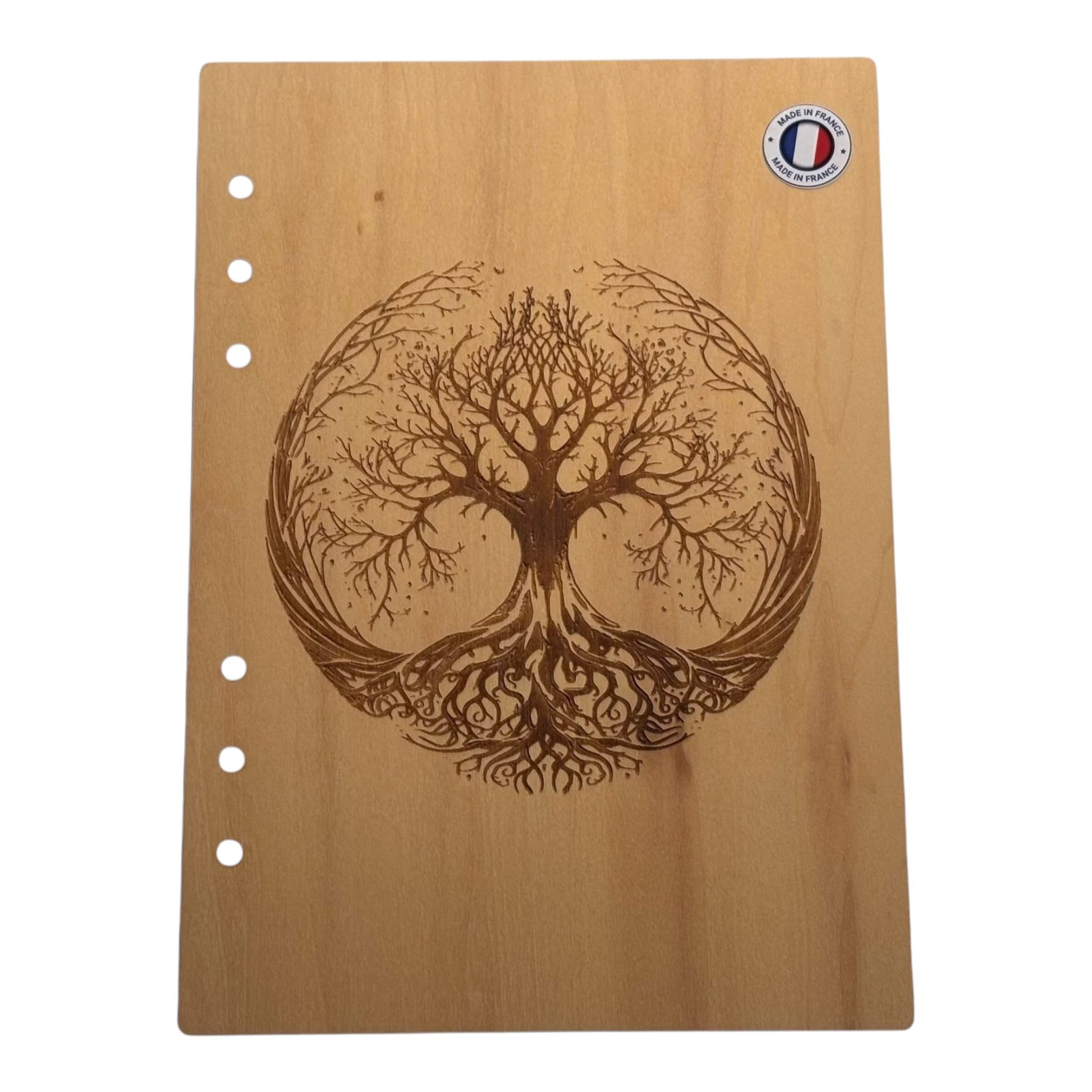 Couverture cahier  A5 Arbre de vie Mystique graver au laser rechargeable et ecologique fabrication francaise et artisanale