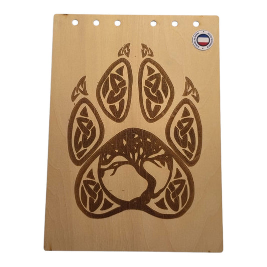  Couverture bloc note A5  Patte de Loup avec arbre de vie graver au laser rechargeable et ecologique fabrication francaise et artisanale