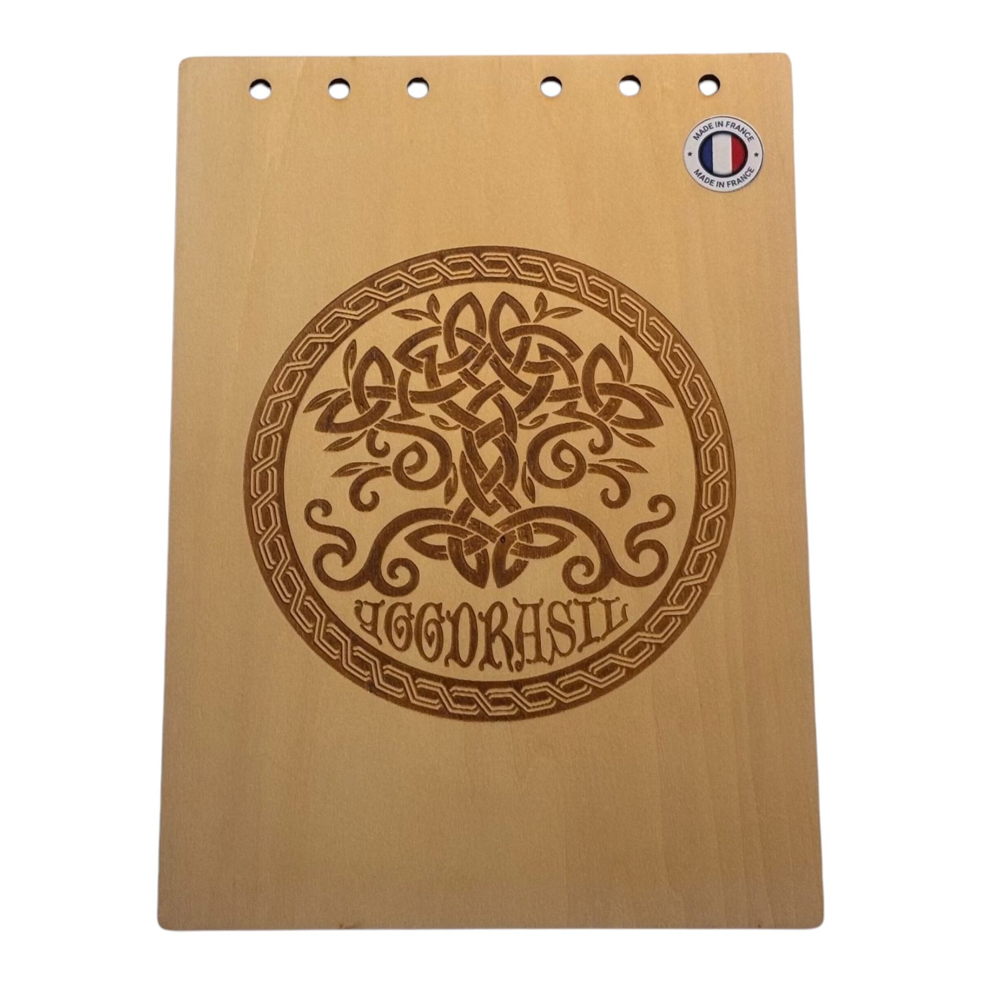 Couverture bloc note  A5 Yggdrasil graver au laser rechargeable et ecologique fabrication francaise et artisanale