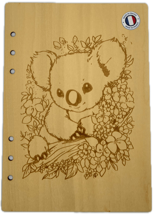 057 Couverture cahier koala avec fleurs