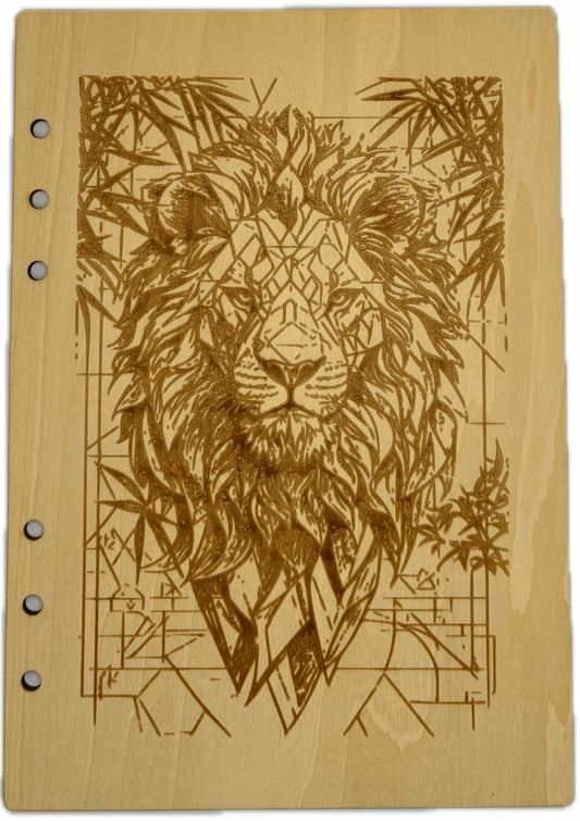 075 Couverture cahier lion géométrique