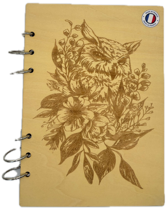 080- Cahier Chouette entourée de fleurs