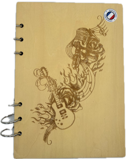 073- Cahier Guitare et son flux de notes de musique