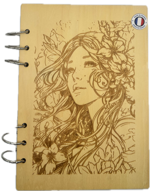 069 - Cahier Elfe entourée de fleurs