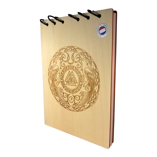 Bloc note A5 corbeaux d'Odin graver au laser rechargeable et ecologique fabrication francaise et artisanale