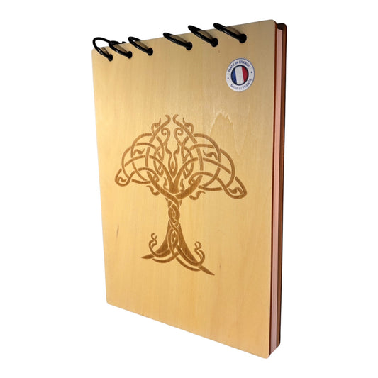 Bloc note A5arbre de vie viking graver au laser rechargeable et ecologique fabrication francaise et artisanale