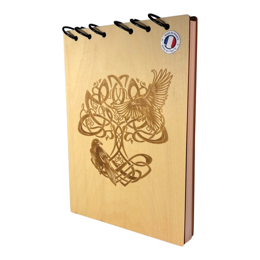 Bloc note  A5 yggdrasil -graver au laser rechargeable et ecologique fabrication francaise et artisanale