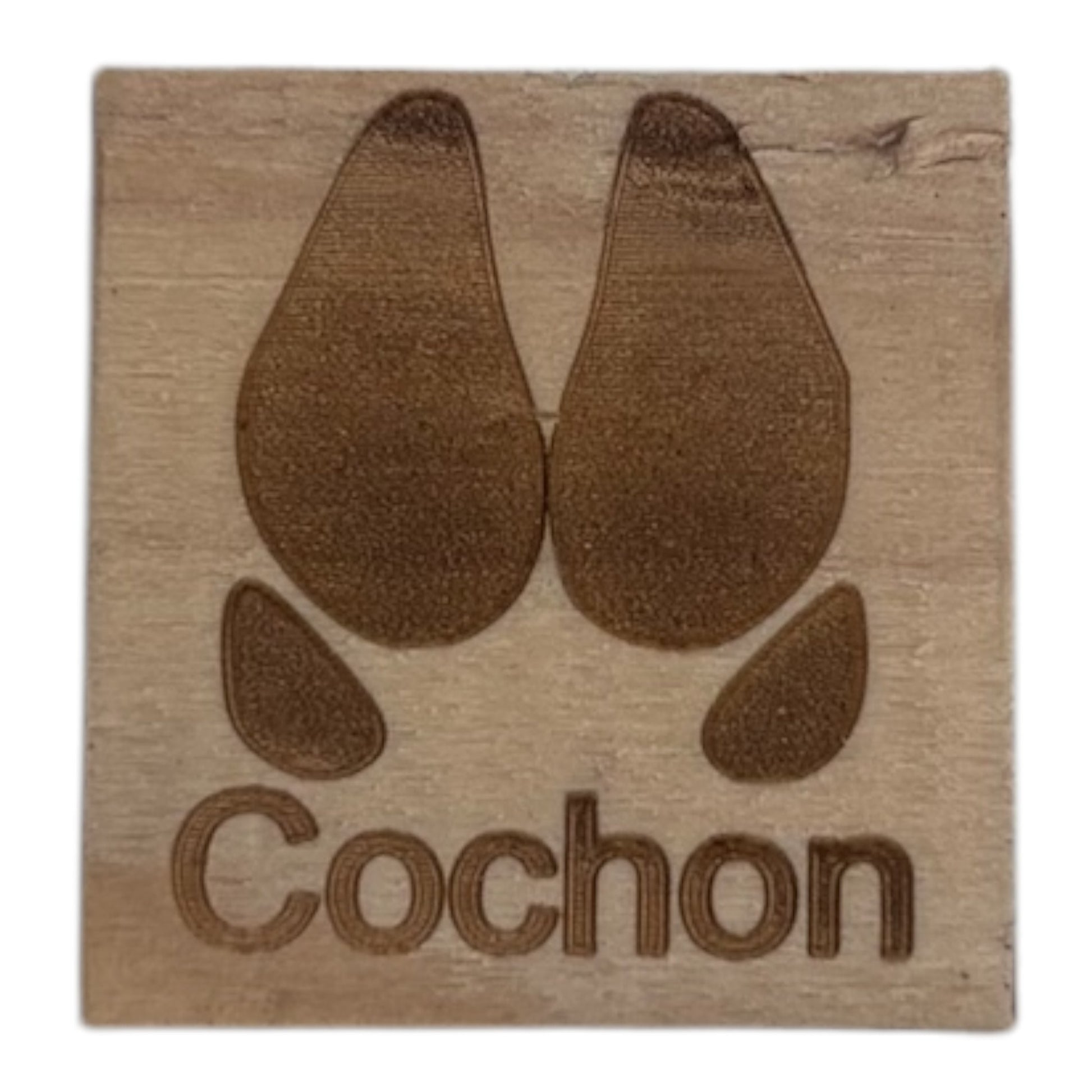 Tampon en bois pattes de cochon de fabrication artisanale par mon carnet en bois pour bullet journal et loisir créatif