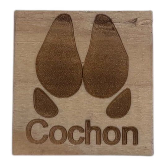 Tampon en bois pattes de cochon de fabrication artisanale par mon carnet en bois pour bullet journal et loisir créatif