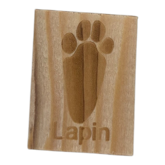 Tampon en bois pattes de lapin de fabrication artisanale par mon carnet en bois pour bullet journal et loisir créatif