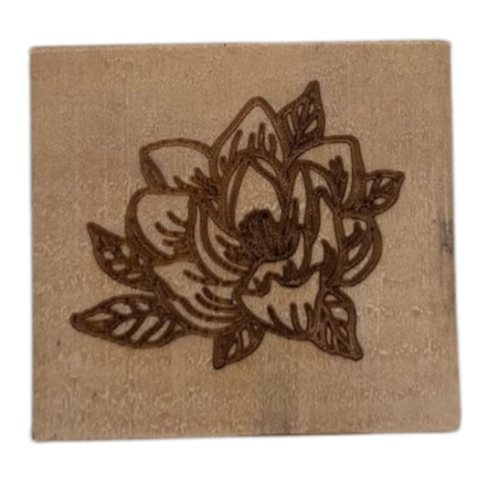 Tampon fleur de lotus en bois de fabrication artisanale par mon carnet en bois pour bullet journal et loisir créatif