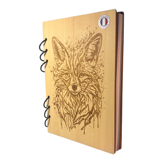 021 - Cahier A5 renard en éclaboussure - rechargeable et écologique fabrication francaise et artisanale