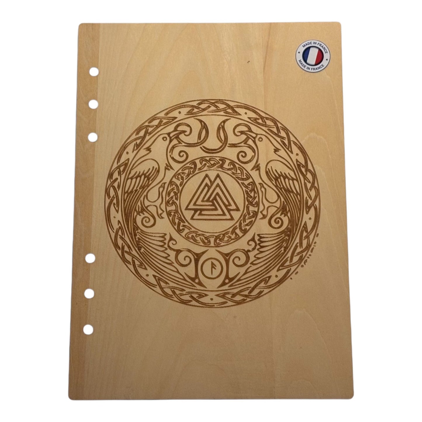 Couverture cahier  A5 corbeaux d'Odingraver au laser rechargeable et ecologique fabrication francaise et artisanale