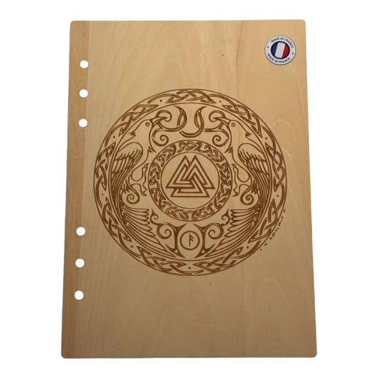 Couverture cahier  A5 corbeaux d'Odingraver au laser rechargeable et ecologique fabrication francaise et artisanale