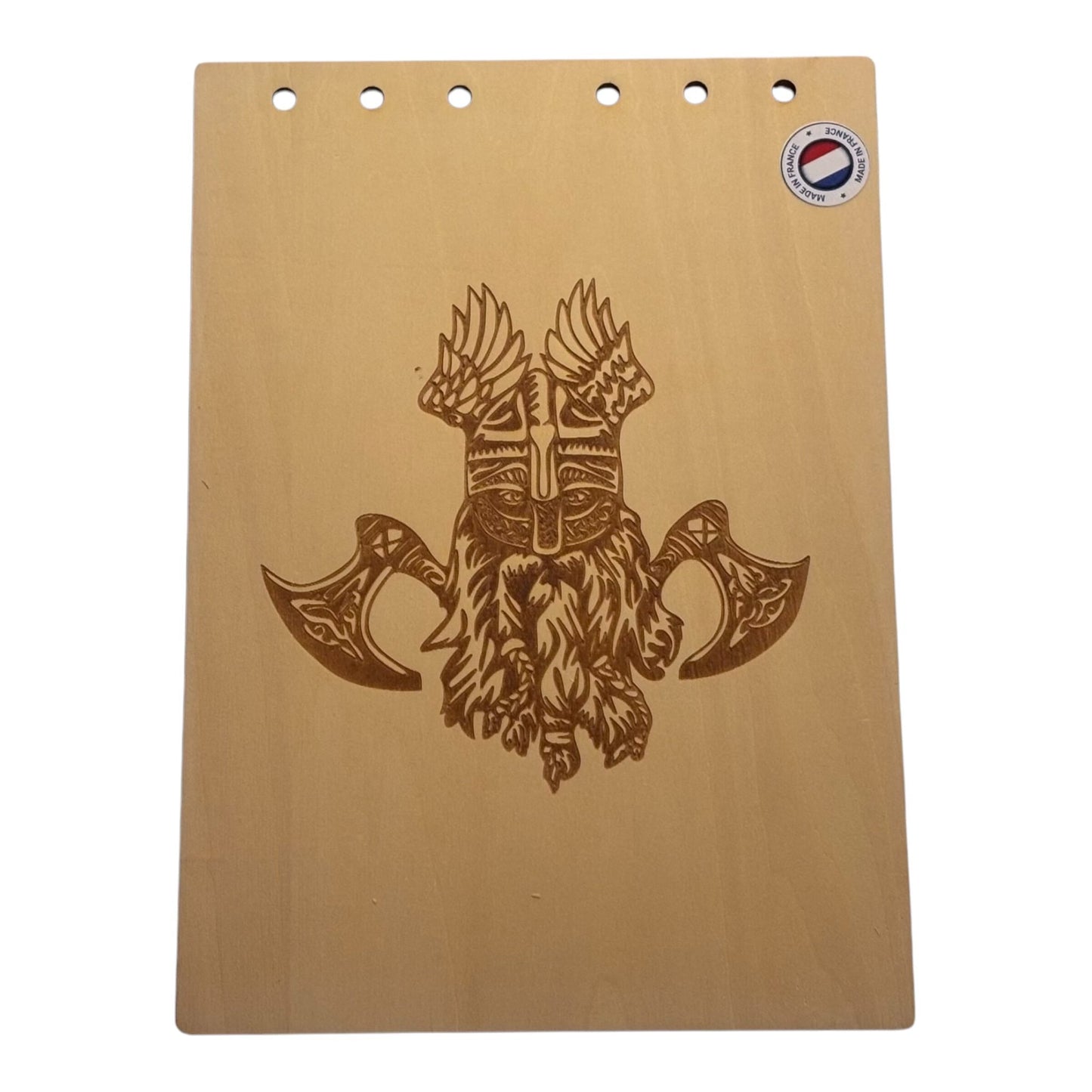 Couverture bloc note A5  viking graver au laser rechargeable et ecologique fabrication francaise et artisanale